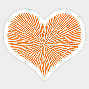 Turing Pattern Sunburst Love Heart (Orange) Sticker